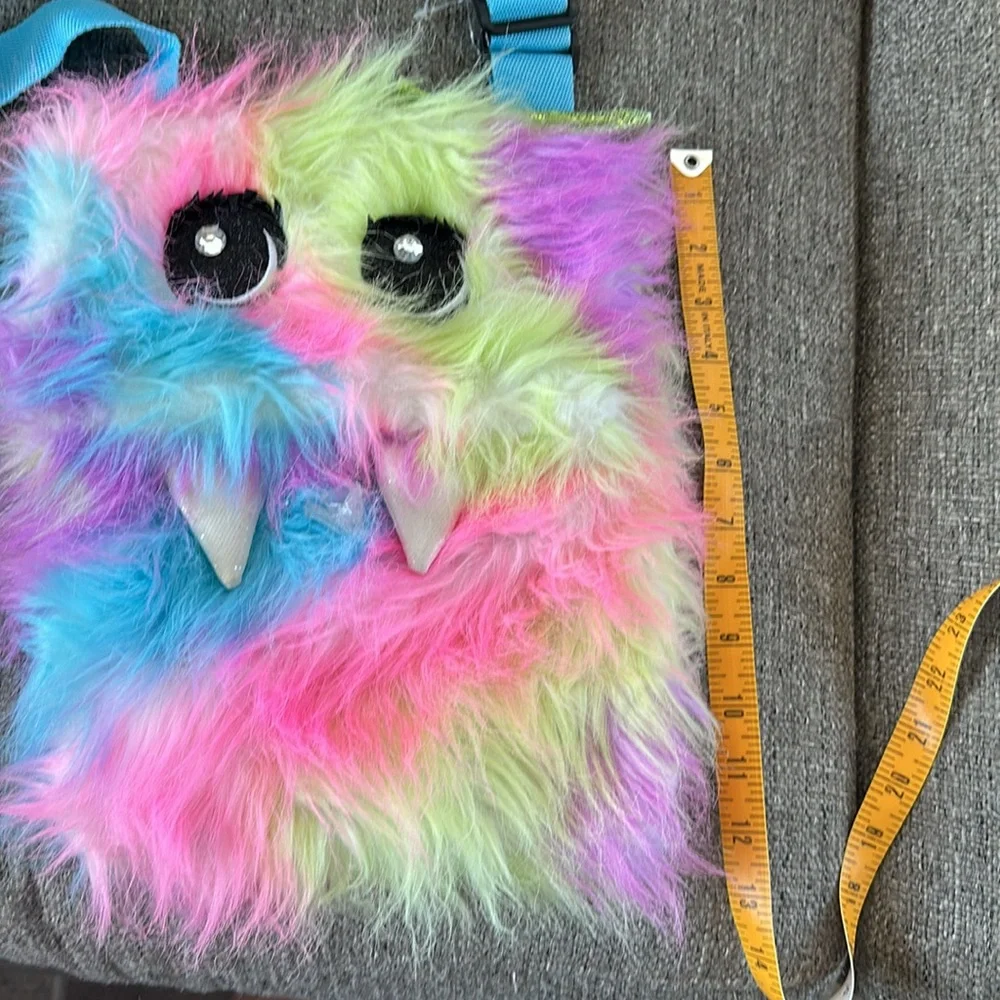 Justice Girls Fluorescent Rainbow Adjustable Strap Crossbody Tote